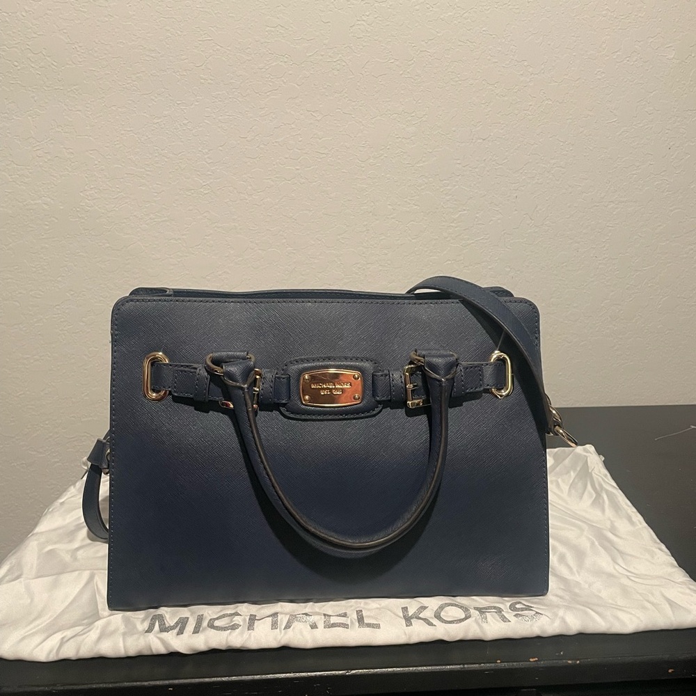 Michael Kors Handbag-Navy with Gold detail